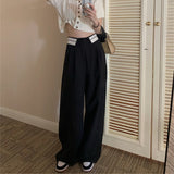 Christmas Gifts   Loose-Fitting All Match Trousers Chic Summer Women High Street Casual 2022 Office Wear Lady Straight Fashion Pants