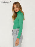 Prettyswomen Turtleneck Skinny Knitted Autumn Basic Long Sleeve Women T Shirt Green Tops Beige Casual Slim Y2K Sweater Pullover