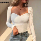 Prettyswomen Baomyzhuo Long Sleeve Tshirt  Top Women Casual Black White Fashion T Shirt 2022 Fashion Korean Female Vintage Clothing