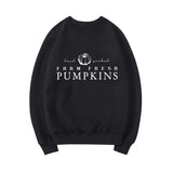 Prettyswomen Halloween Costume Hand Picked Farm Fresh Pumpkins Crewneck Sweatshirt Fall Graphic Hooides Women Sweatshirt Long Sleeve Pullover Halloween Clothes