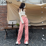 Prettyswomen  Streetwear Women Jeans Pink Y2K Korean Fashion 2022 Harajuku Low Waist Denim Pants Women Loose Trousers Female Clothing