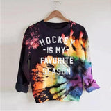 Prettyswomen Halloween Costume Tie-Dye Print Hoodie Women Letter Sweatshirt Harajuku Long Sleeve Top Halloween Fashion Streetwear Oversized Hoodies Pullovers