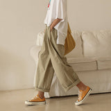 Prettyswomen Casual Pants Women Solid Wide Leg Trousers Ins BF Harajuku All-Match Loose Korean Style Womens Chic Ulzzang Drawstring Fashion