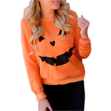 Prettyswomen Halloween Costume Hot Sale Women Halloween Pumpkin Print Long Sleeve Sweatshirt Pullover Tops Blouse Shirt Female Casual Hoodies Tracksuit 832710