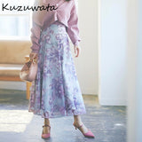 Graduation gifts  Japanese Gentle Fairy Jupes High Waist Printed Pattern Pleated Long Mesh Skirts 2022 Spring New Fashion Mujer Faldas
