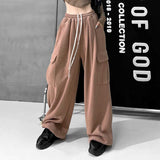 Prettyswomen 2022 new high street dancing overalls ins loose wide-leg pants big pocket sweatpants spring and autumn pants for women joggers