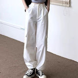 Thanksgiving Day Gifts Pink Cargo Pants Women Y2k Japanese Style Harajuku High Waist Trousers Ins Solid Causal Straight Baggy Wide Leg Bottoms