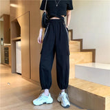 Black Friday Sales Fashion Harajuku Loose Cargo Pants Women High Waist Elastic Streetwear Wide Leg Pants Vintage Korean Summer Hip Hop Gothic Pants