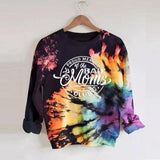 Prettyswomen Halloween Costume Tie-Dye Print Hoodie Women Letter Sweatshirt Harajuku Long Sleeve Top Halloween Fashion Streetwear Oversized Hoodies Pullovers