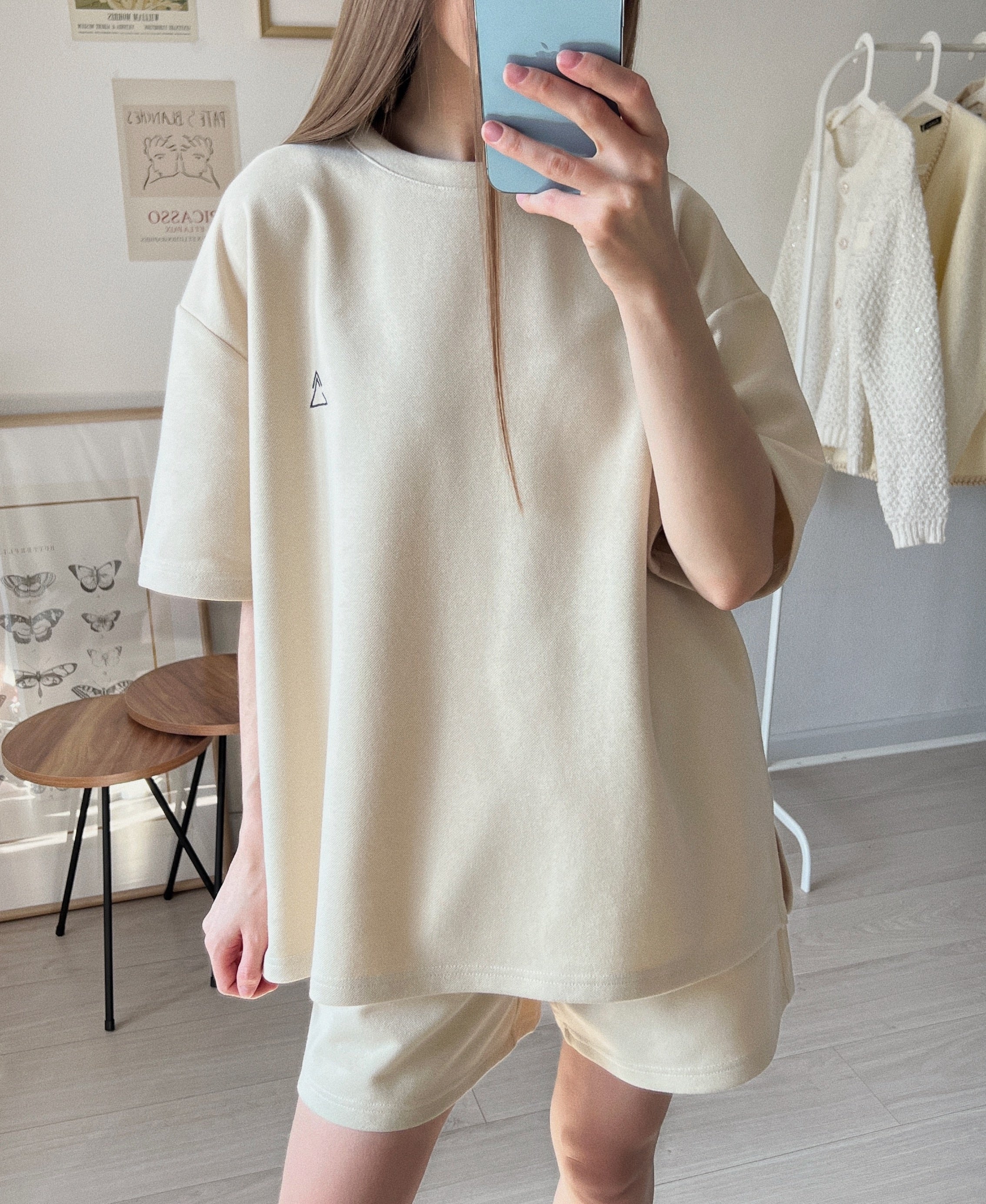Prettyswomen Suit Shorts With Ladies T-Shirt And Top Loose Oversized Cotton Summer Two Piece Ladies Classic Activewear Casual