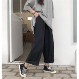 Prettyswomen Casual Pants Women Solid Simple Loose Chic Wide Leg Trousers Females Harajuku Streetwear Ulzzang New Pantalones De Mujer Unisex