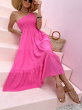 PrettysWomen-Smocked Single Shoulder Sleeveless Dress