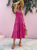 PrettysWomen-Smocked Single Shoulder Sleeveless Dress