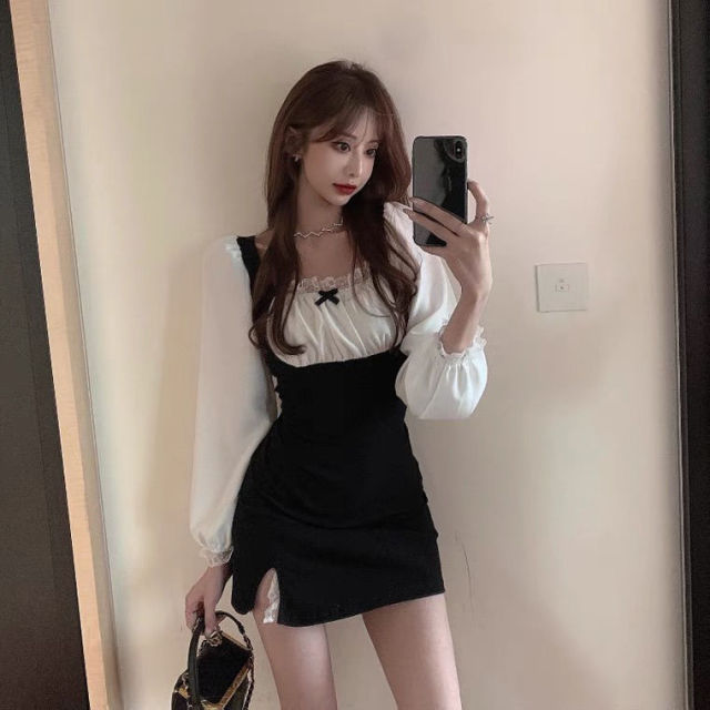 Dress Women Spring Sexy Puff Sleeve Slim Mini Fashion Korean Style Squ –  PrettysWomen